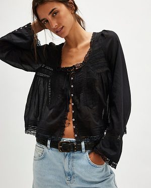 Forevermore Long-Sleeve Top at Free People in Black, Size: XS