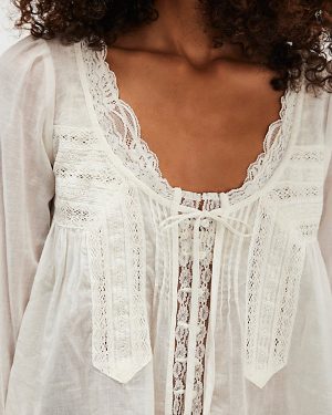 Forevermore Long-Sleeve Top at Free People in Ivory, Size: Large