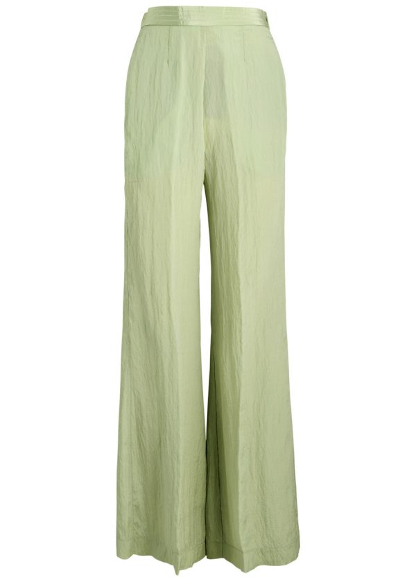 Forte_forte Flared-leg Satin Trousers - Light Green - 0 (UK 6 / XS)