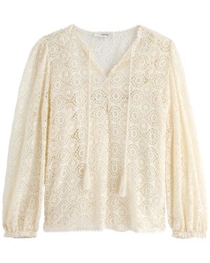 Frame Crochet-lace Blouse - Cream - S (UK8-10 / S)
