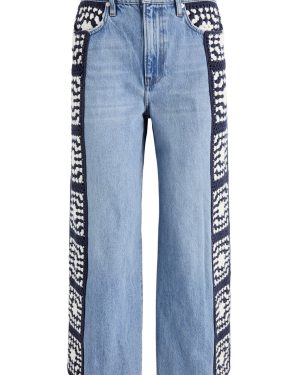 Frame Le Jane Crop Crochet-panelled Wide-leg Jeans - Blue - 25 (W25 / UK6 /xs)