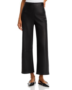 Frame Leather Cropped Wide Leg Pants