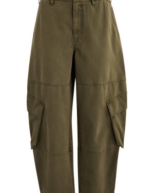 Frame The Bubble Barrel-leg Cotton Cargo Trousers - Green - 28 (W28 / UK10 / S)