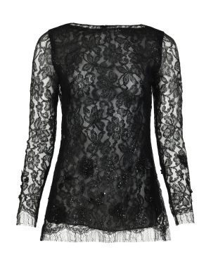 Francesca Miranda - Elipse Black Lurex Silk Blend Blouse - Black - US 2 - Only At Moda Operandi