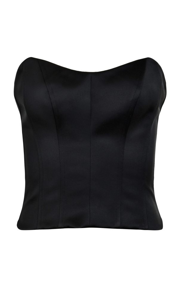 Francesca Miranda - Onyx Silk Corset Top - Black - US 10 - Only At Moda Operandi
