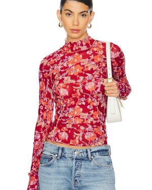Free People Charlie Mesh Top in Red. Size XS.