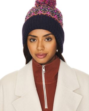 Free People First Frost Fairisle Pom Beanie in Navy.