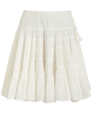 Free People Many Layers Tiered Cotton Mini Skirt - Ivory - L (UK16-UK18 / L)