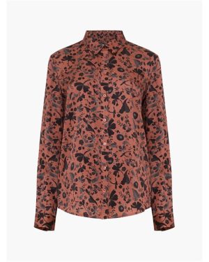 French Connection Jeanie Ennis Satin Blouse - Brown