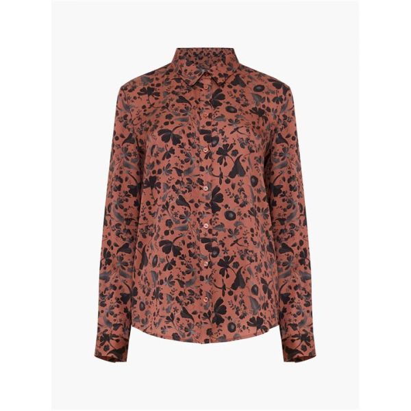French Connection Jeanie Ennis Satin Blouse - Brown