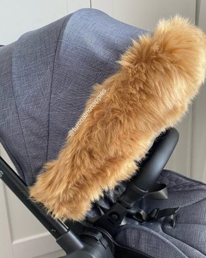 Fur Coat No Nappies Extra Fluffy Faux Fur Universal Pram Hood Trim, Tan