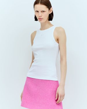 GANNI Soft Cotton Rib Tank Top - Woman Tops White L