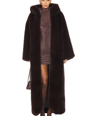 GIUSEPPE DI MORABITO Faux Fur Coat in Brown. Size XS.
