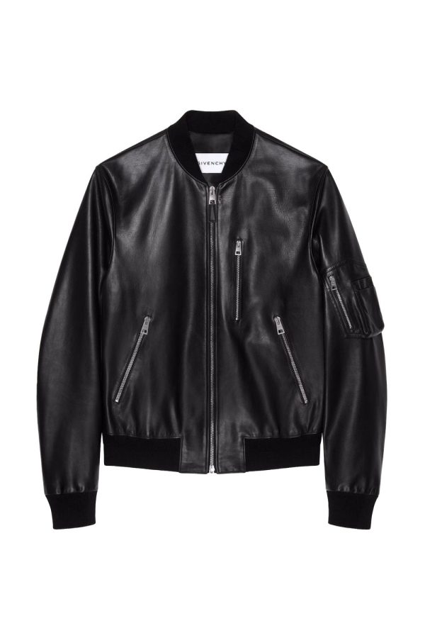 GIVENCHY LEATHER JACKET Size: 50, colour: BLACK