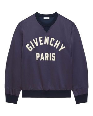 GIVENCHY SATIN BRANDED SWEATSHIRT Size: 48, colour: NAVY