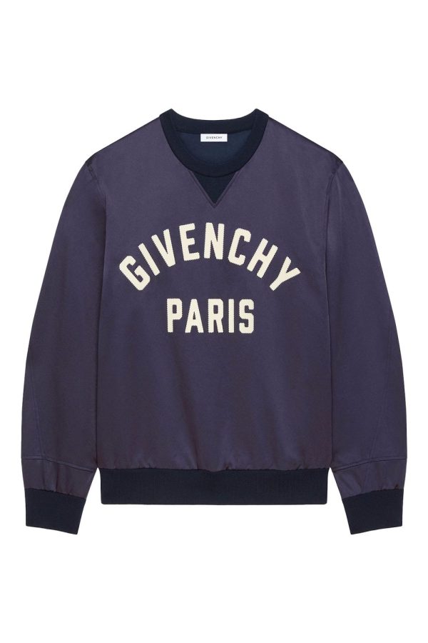 GIVENCHY SATIN BRANDED SWEATSHIRT Size: 48, colour: NAVY