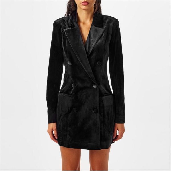 GOOD AMERICAN Velvet Blazer Dress - Black