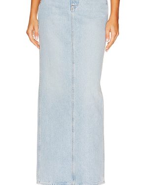 GRLFRND Amara Pencil Skirt With Back Slit in Denim-Light. Size 27.