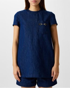 GUCCI Denim Mini Dress - Blue