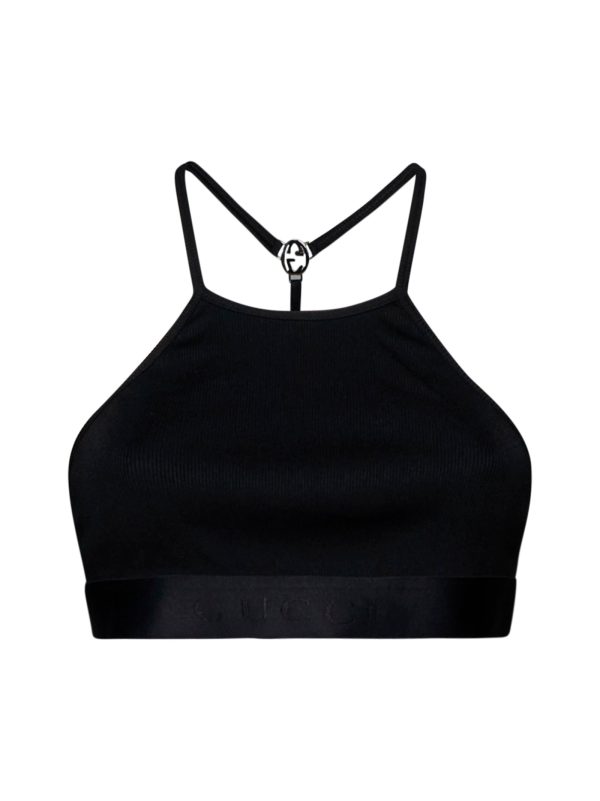 GUCCI | Logo-plaque jersey crop top | Women | M