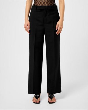 GUCCI Women's Plain Mohair Cutout Tailored Trousers - Black