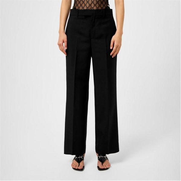 GUCCI Women's Plain Mohair Cutout Tailored Trousers - Black
