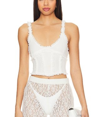 GUIZIO Soler Corset Top in White. Size XXS.