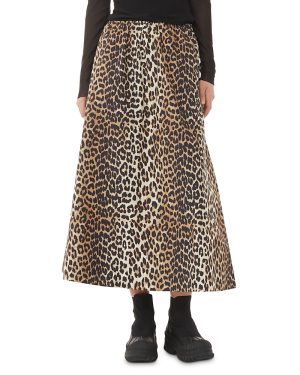 Ganni Leopard Print Pull On Maxi Skirt