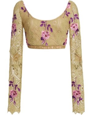 Giambattista Valli - Embroidered Macrame Crop Top - Green - IT 38 - Moda Operandi