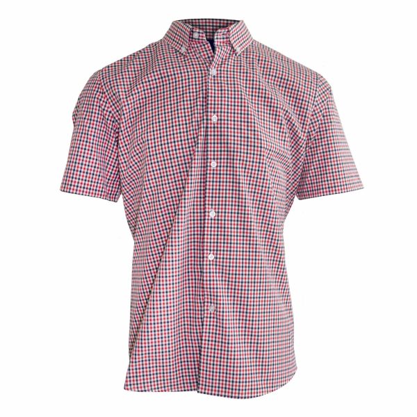 Gianni Savicci Regular Fit Checked Shirt - Red & Navy - X-Large | TJ Hughes