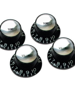 Gibson Top Hat Knobs for Electric Guitar Black with Silver Insert