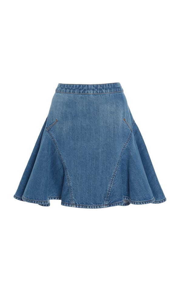 Givenchy - Flared Denim Mini Skirt - Blue - FR 36 - Moda Operandi