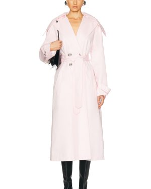 Givenchy Hooded Trench Coat in Light Pink - Pink. Size 34 (also in 38, 40).
