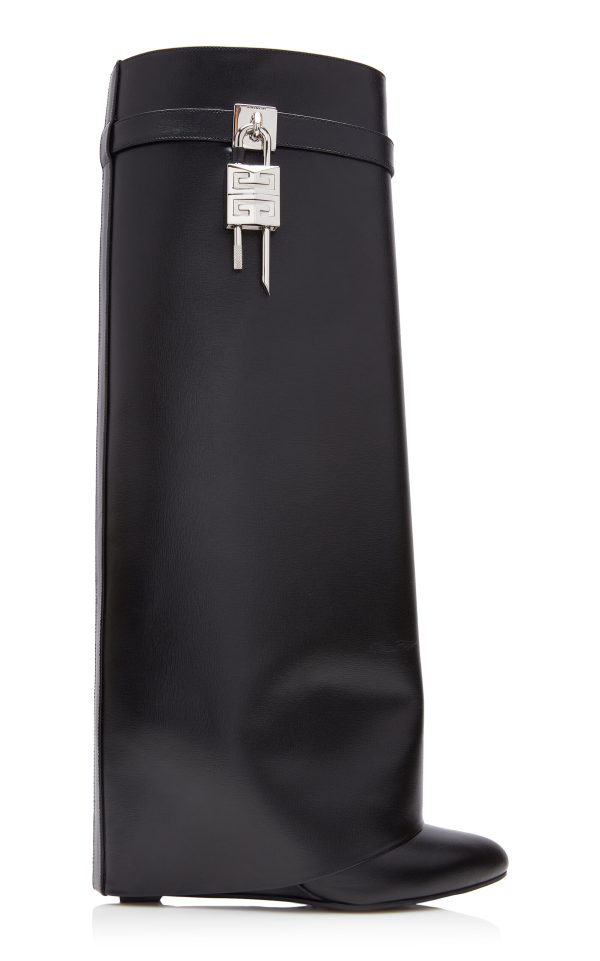 Givenchy - Shark Lock Wide-Fit Leather Pant Boots - Black - IT 38 - Moda Operandi