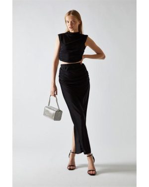 Glamorous Black-Glitter High-neck Crop-Top