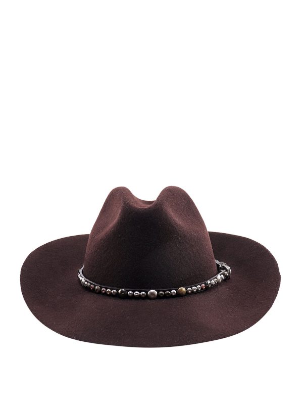 Golden Goose Golden Fedora Hat Felt With Studded Leather Belt