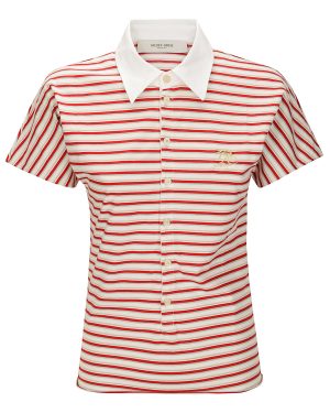 Golden Goose Logo Embroidered Striped Polo Top