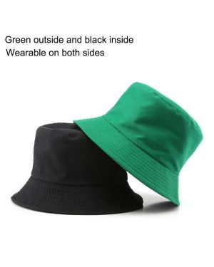(Green) Double Sided Fisherman Hat Summer Sun Hat Basin Hat Panama Hat Bucket Hat