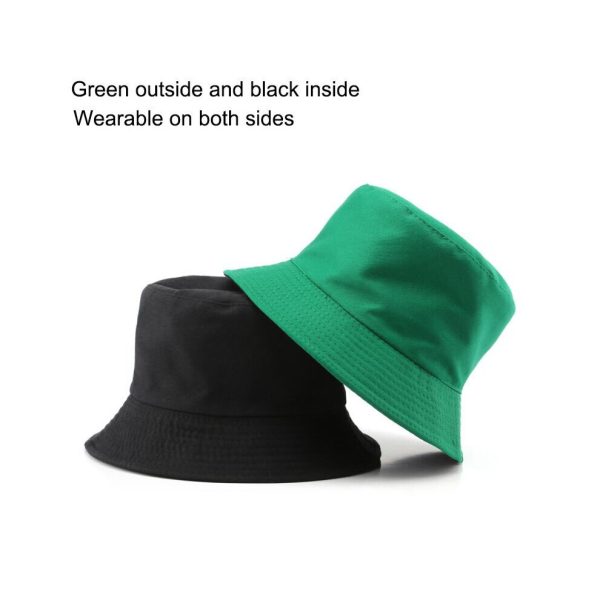 (Green) Double Sided Fisherman Hat Summer Sun Hat Basin Hat Panama Hat Bucket Hat