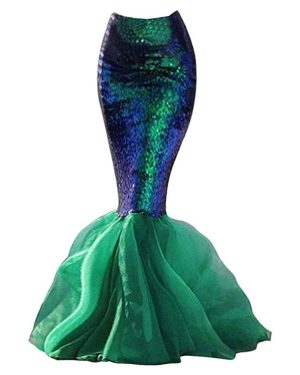 (Green, M) Halloween Sexy Mermaid Party Princess Costume Tail Cosplay Party Sequin Skirt