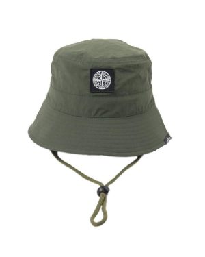 (Green) Stoneisland Bucket Hat Wind Fast Dry Adjustable Drawcord Summer Outdoor Sunshade