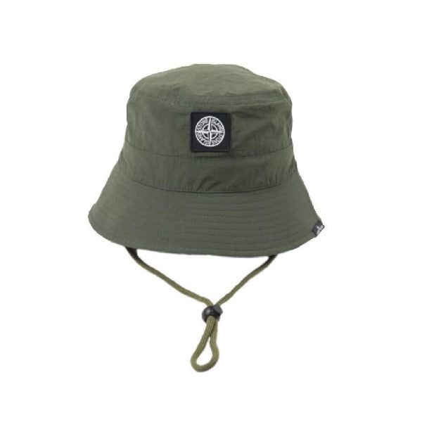 (Green) Stoneisland Bucket Hat Wind Fast Dry Adjustable Drawcord Summer Outdoor Sunshade