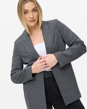Grey Check Relaxed Tailored Blazer