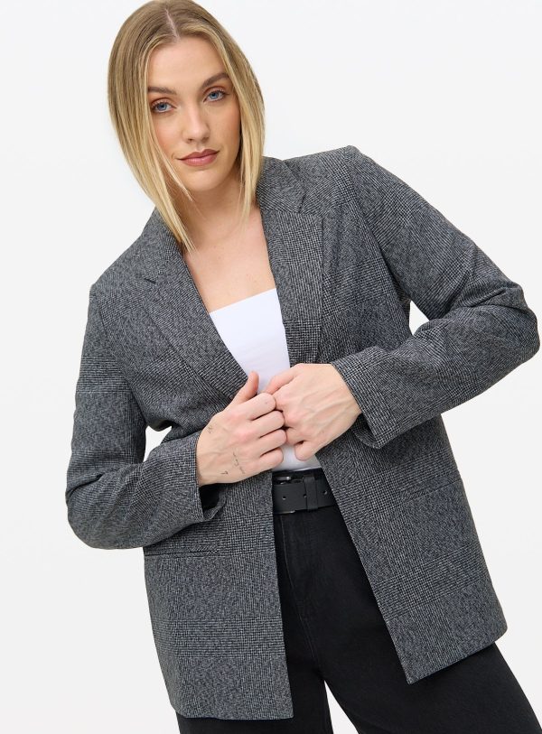 Grey Check Relaxed Tailored Blazer