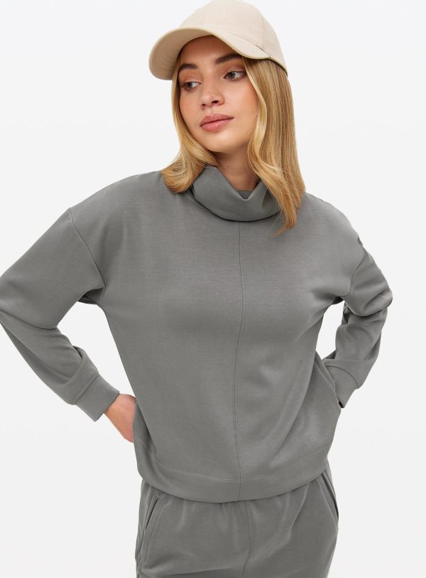 Grey Cowl Neck Sweatshirt
