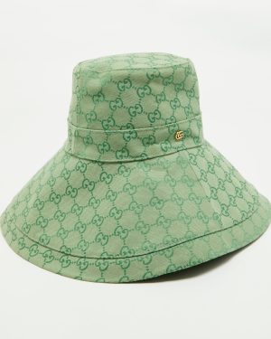 Gucci Green GG Canvas Wide Brim Hat L