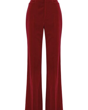 Gucci Red Flared-leg Stretch-velvet Trousers - 8
