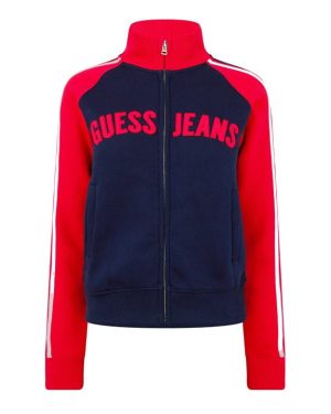 Guess Logo Zip-up Sweatshirt - Blue