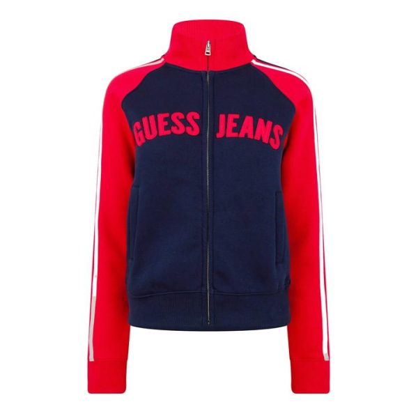 Guess Logo Zip-up Sweatshirt - Blue