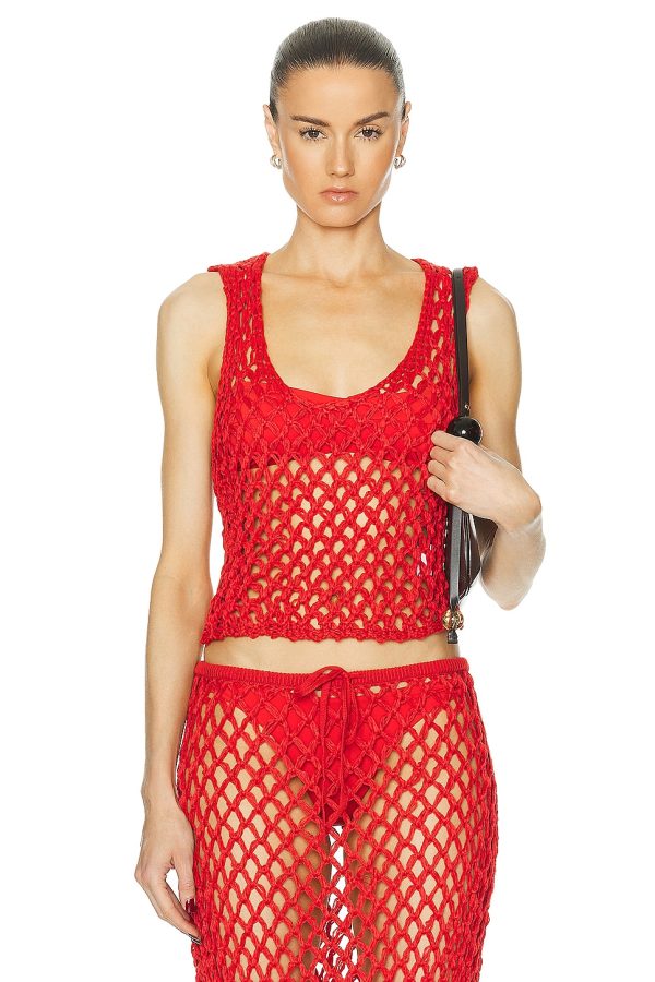HAIGHT. Knit Moana Top in Red - Red. Size S (also in ).